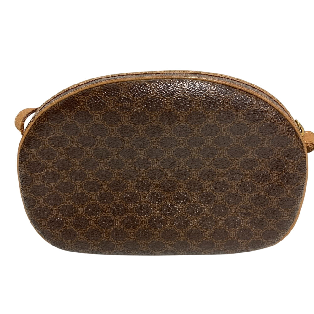 CELINE Shoulder Bag leather Brown Macadam
