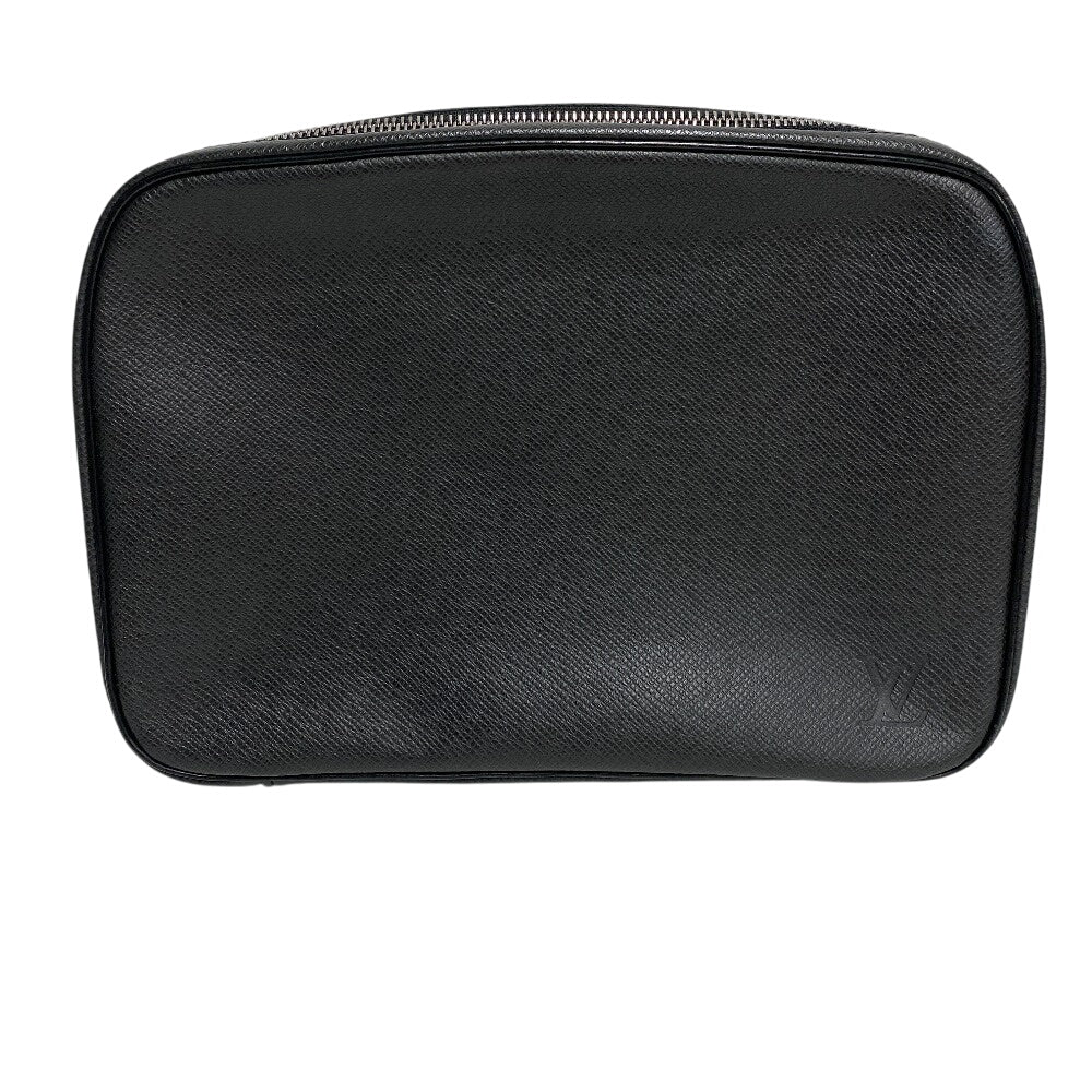 LOUIS VUITTON business bag leather black Taiga Truth Cracking Tat GM