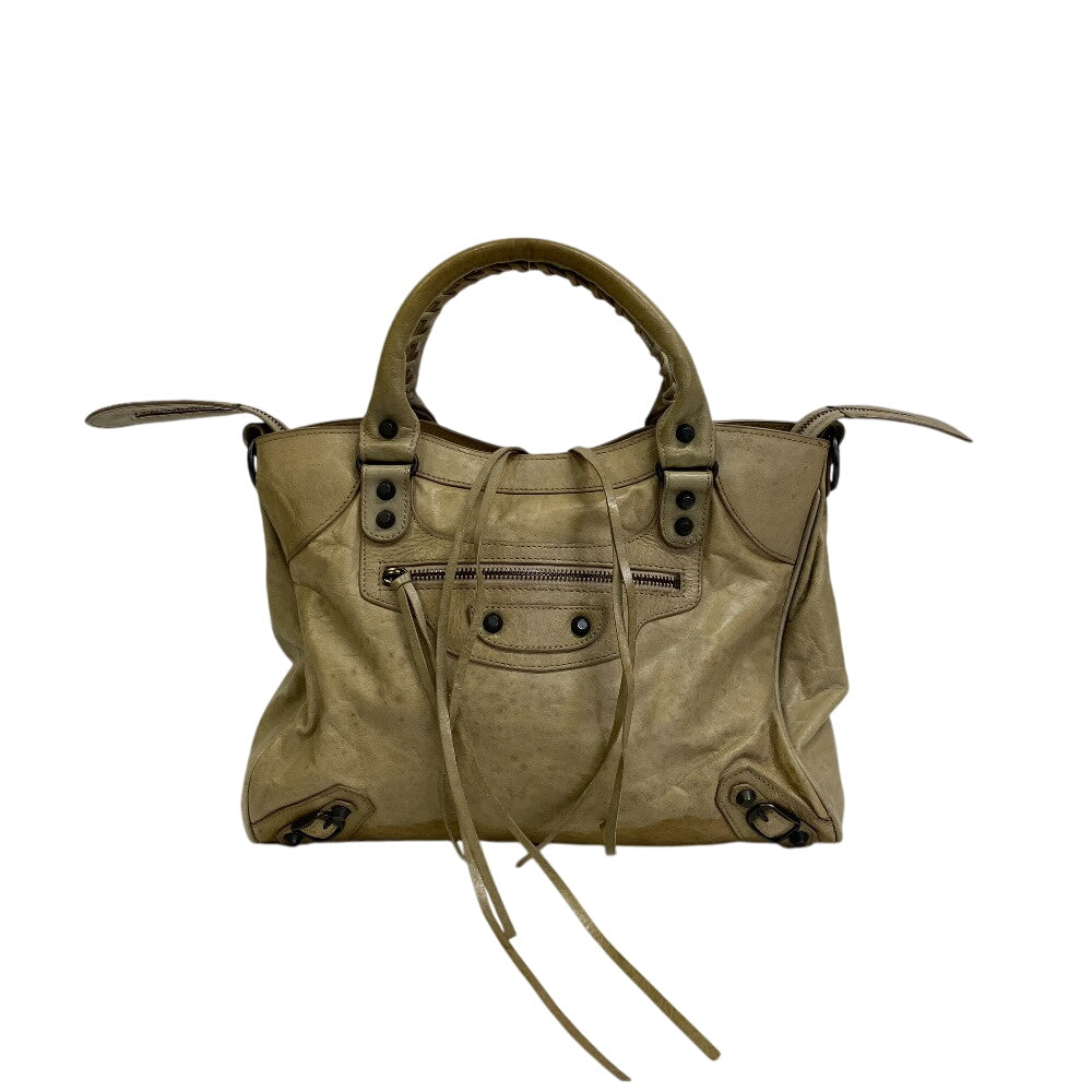 BALENCIAGA Handbag 309544 leather beige Giant Mini City
