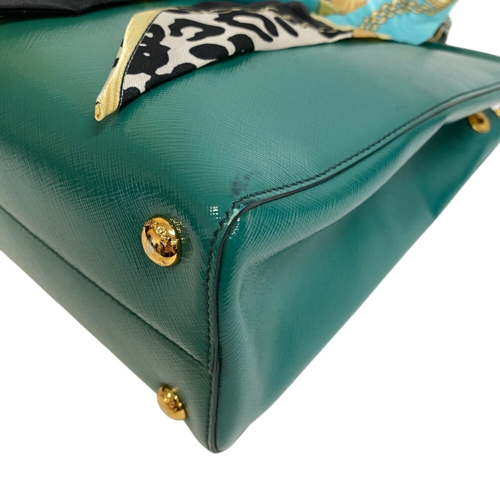 PRADA Handbag BN2411 leather green Safiano Vernis