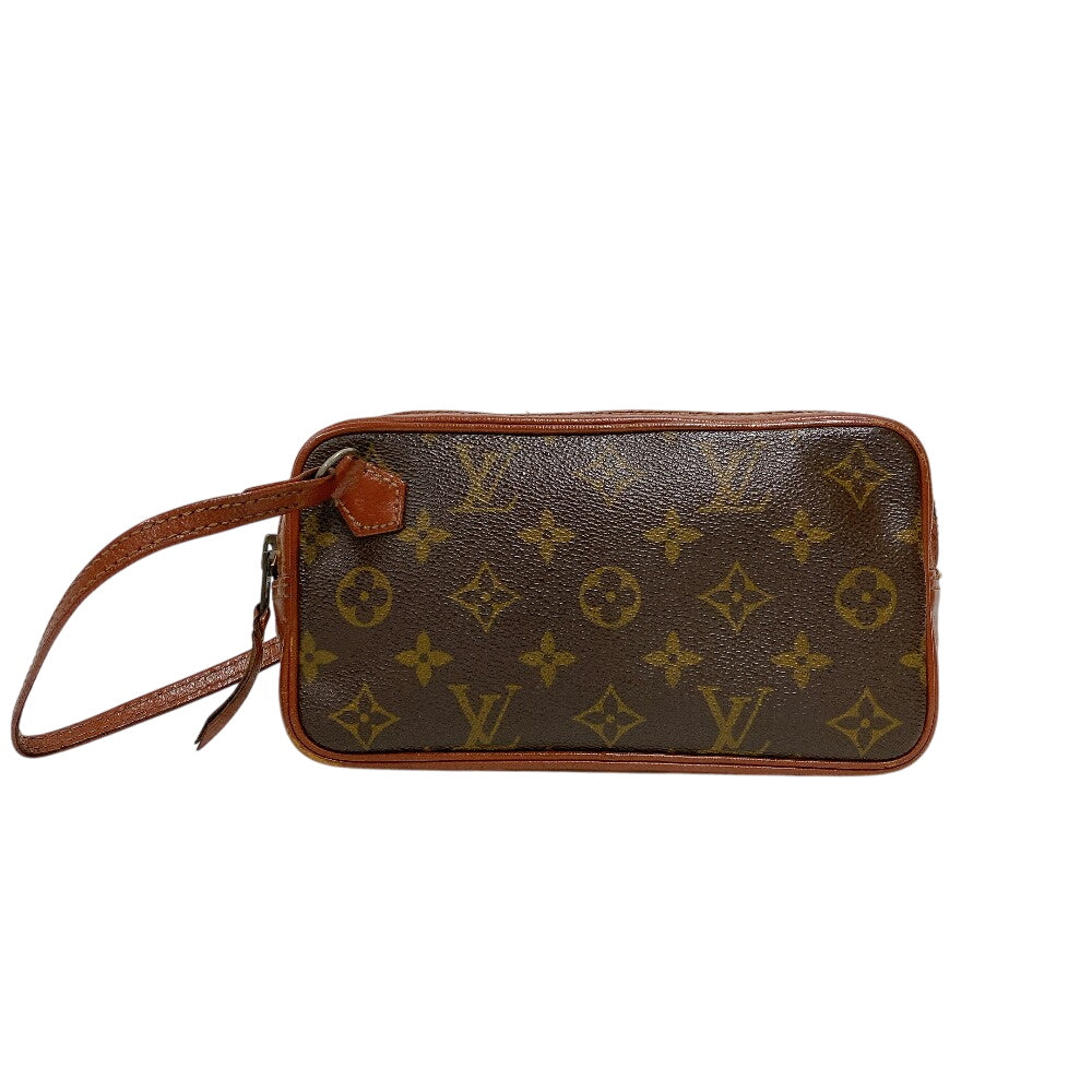 LOUIS VUITTON Clutch bag leather Brown Monogram Marley Bandouliere old model