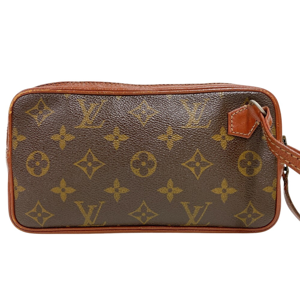 LOUIS VUITTON Clutch bag leather Brown Monogram Marley Bandouliere old model
