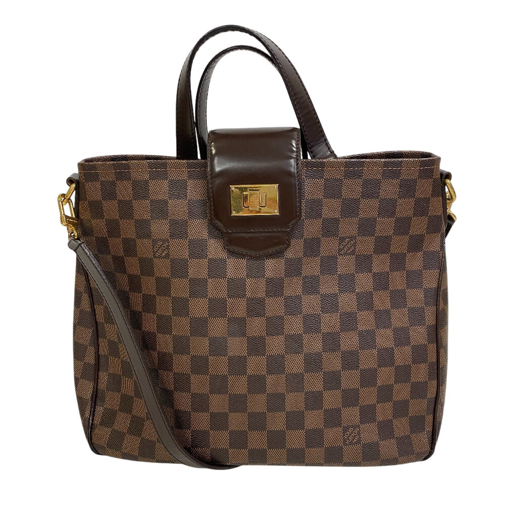 LOUIS VUITTON Handbag Leather, Cloth Brown Damier Hippopotamus roseberry