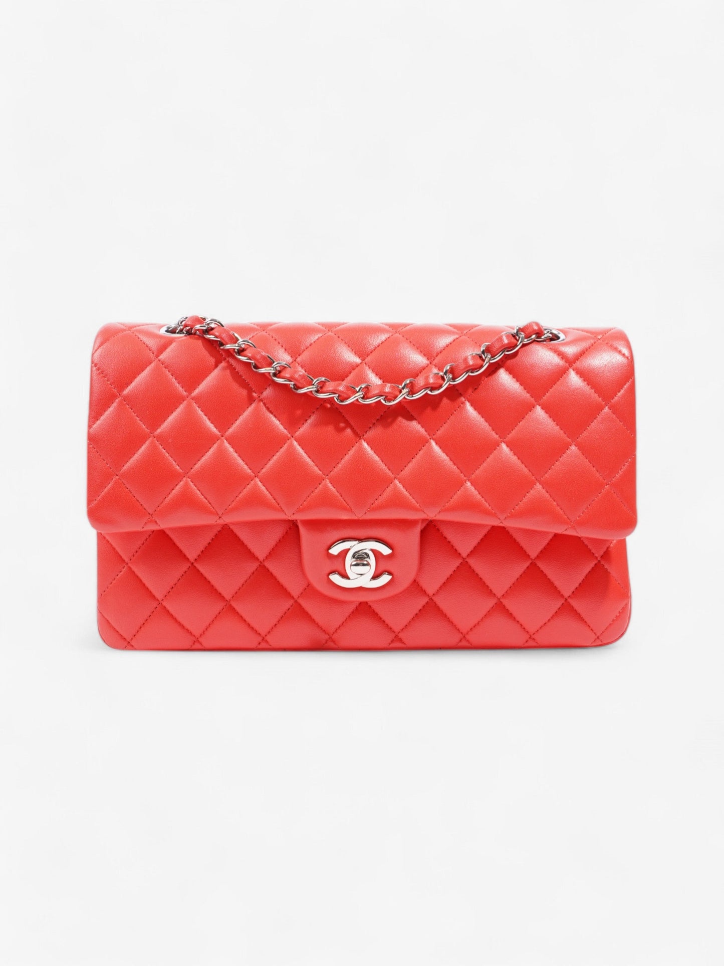Chanel Classic Double Flap Red Lambskin Leather Medium