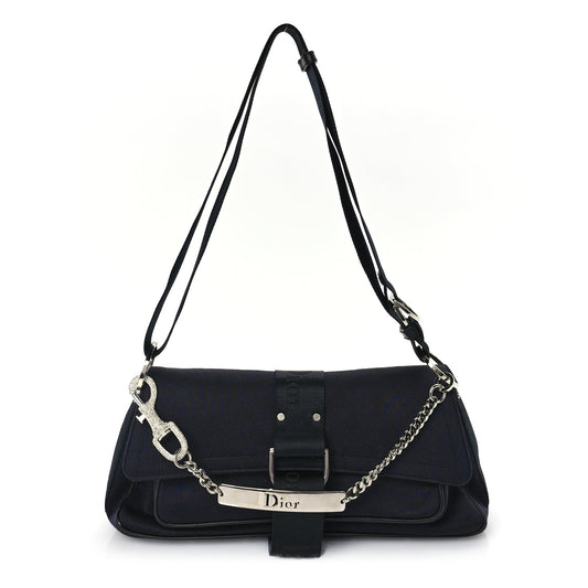 Christian Dior Silk Jersey Crystal Hardcore Bag Navy