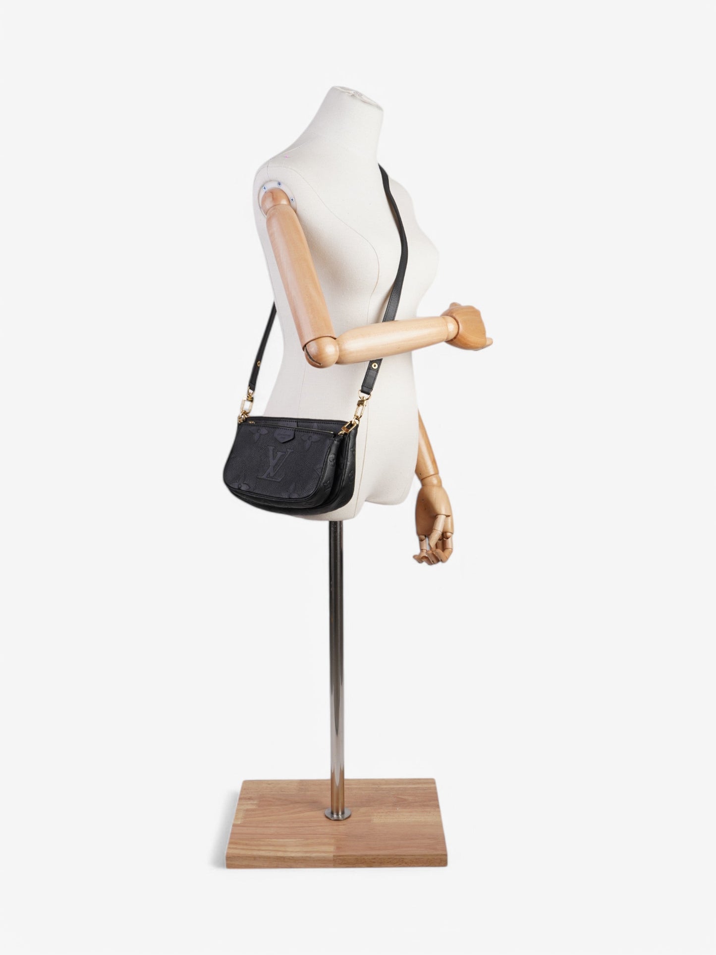 Designer Women's Crossbody Bag | Louis Vuitton Multi Pochette Accessoires Black Embossed Leather