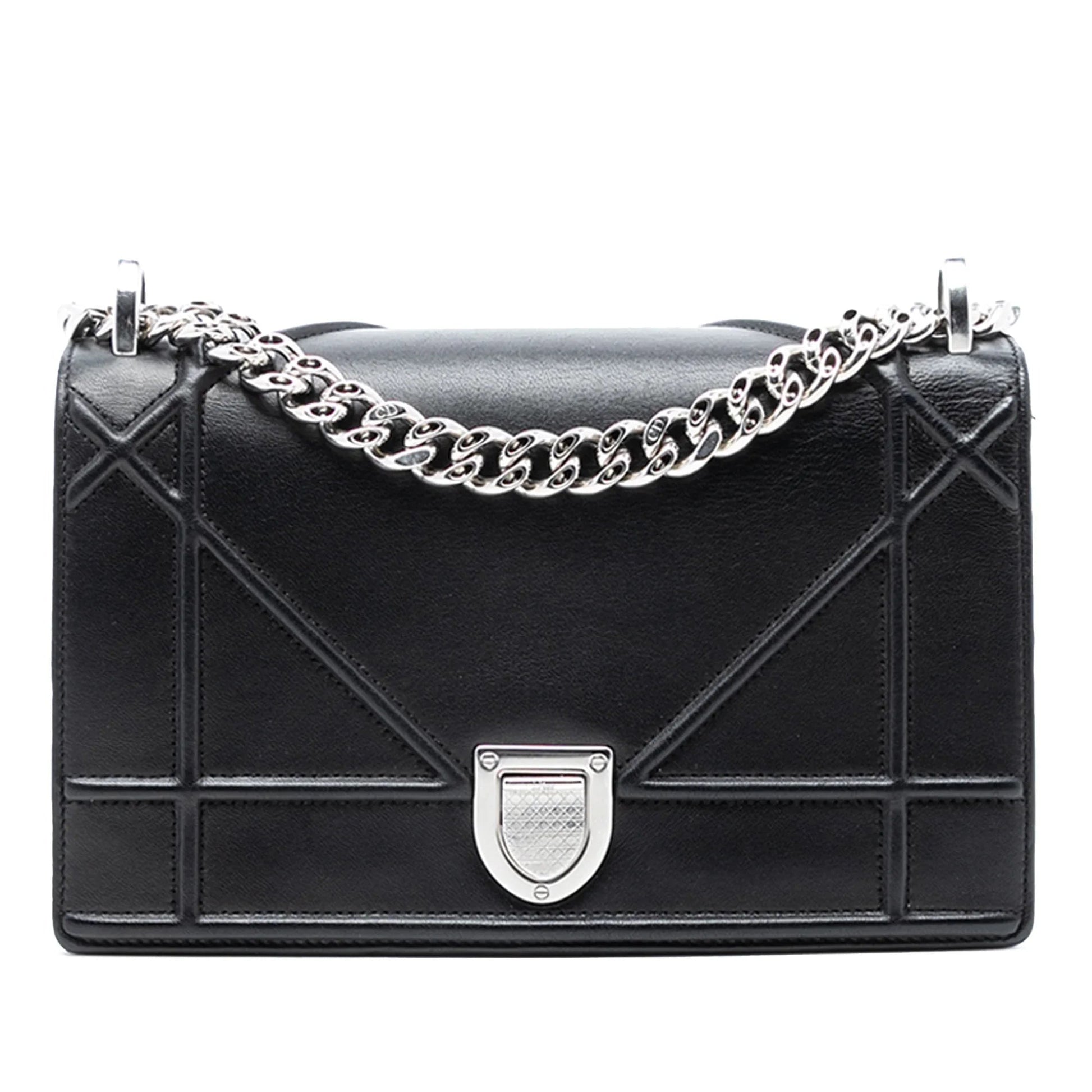 Black Dior Small Lambskin Diorama Flap Crossbody Bag