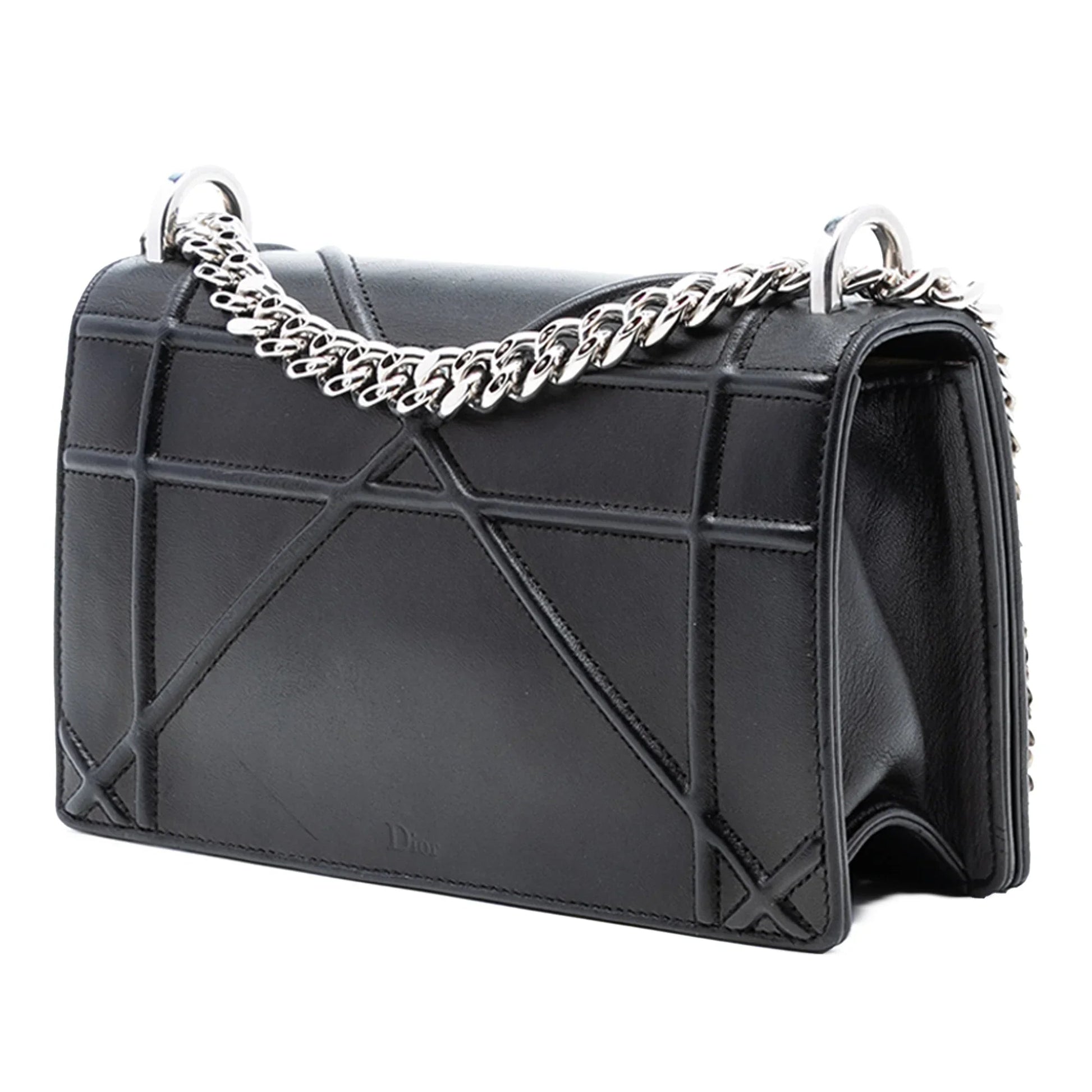 Black Dior Small Lambskin Diorama Flap Crossbody Bag