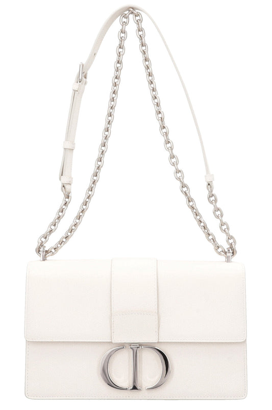 CHRISTIAN DIOR Montaigne 30 Crossbody Bag Graind Leather White