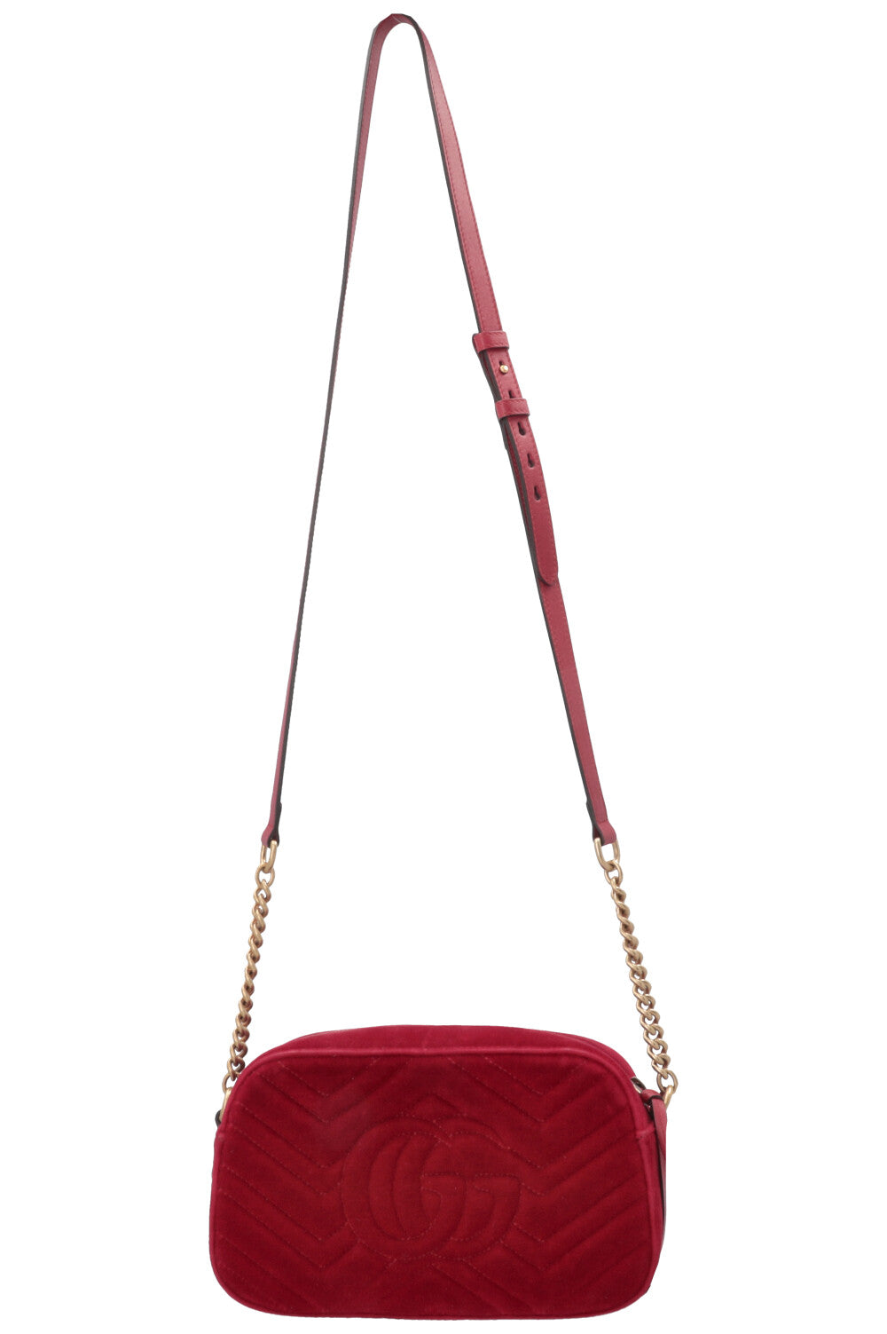 GUCCI Marmont Camera Bag Medium Velvet Red