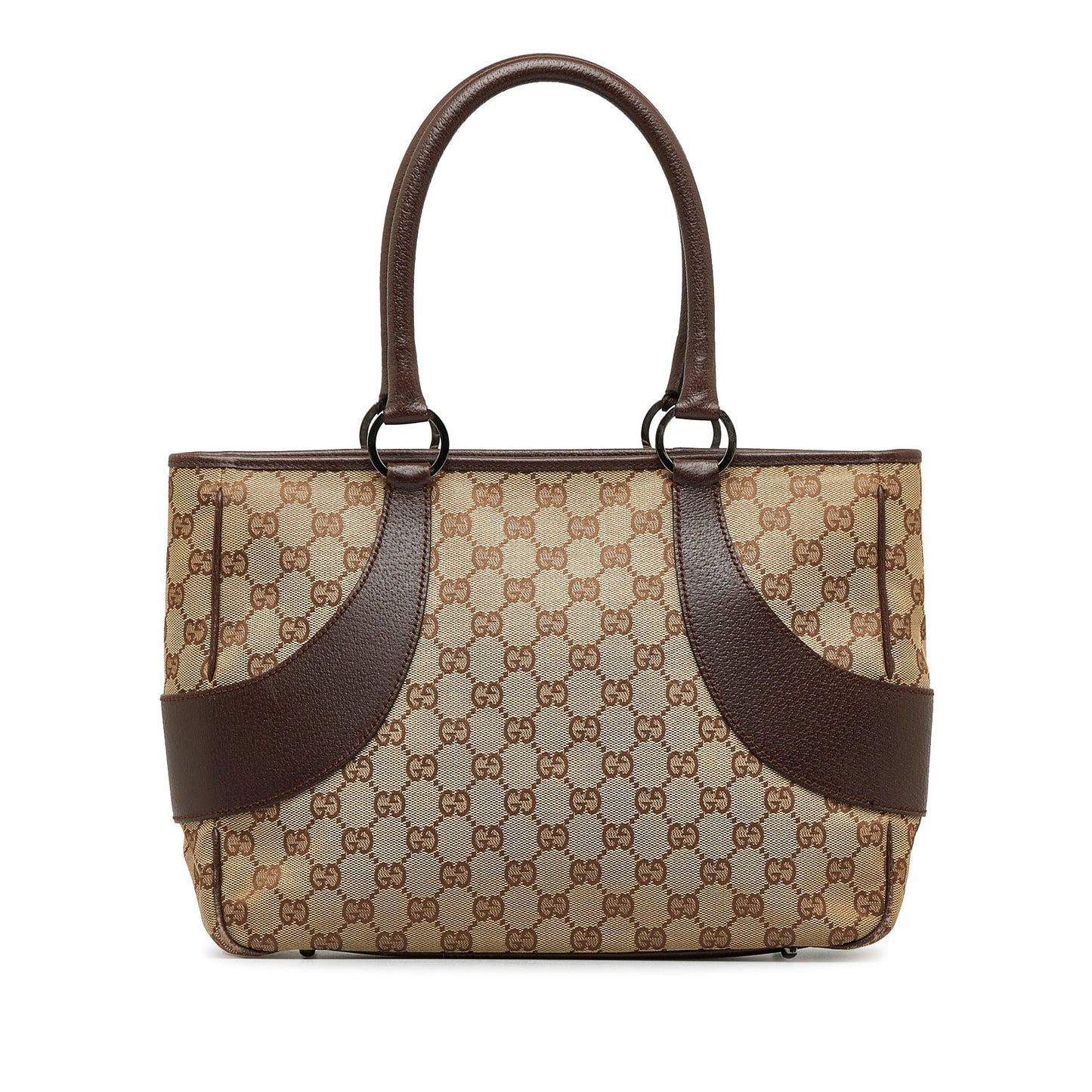 Gucci Brown Leather Canvas Tote Style 18