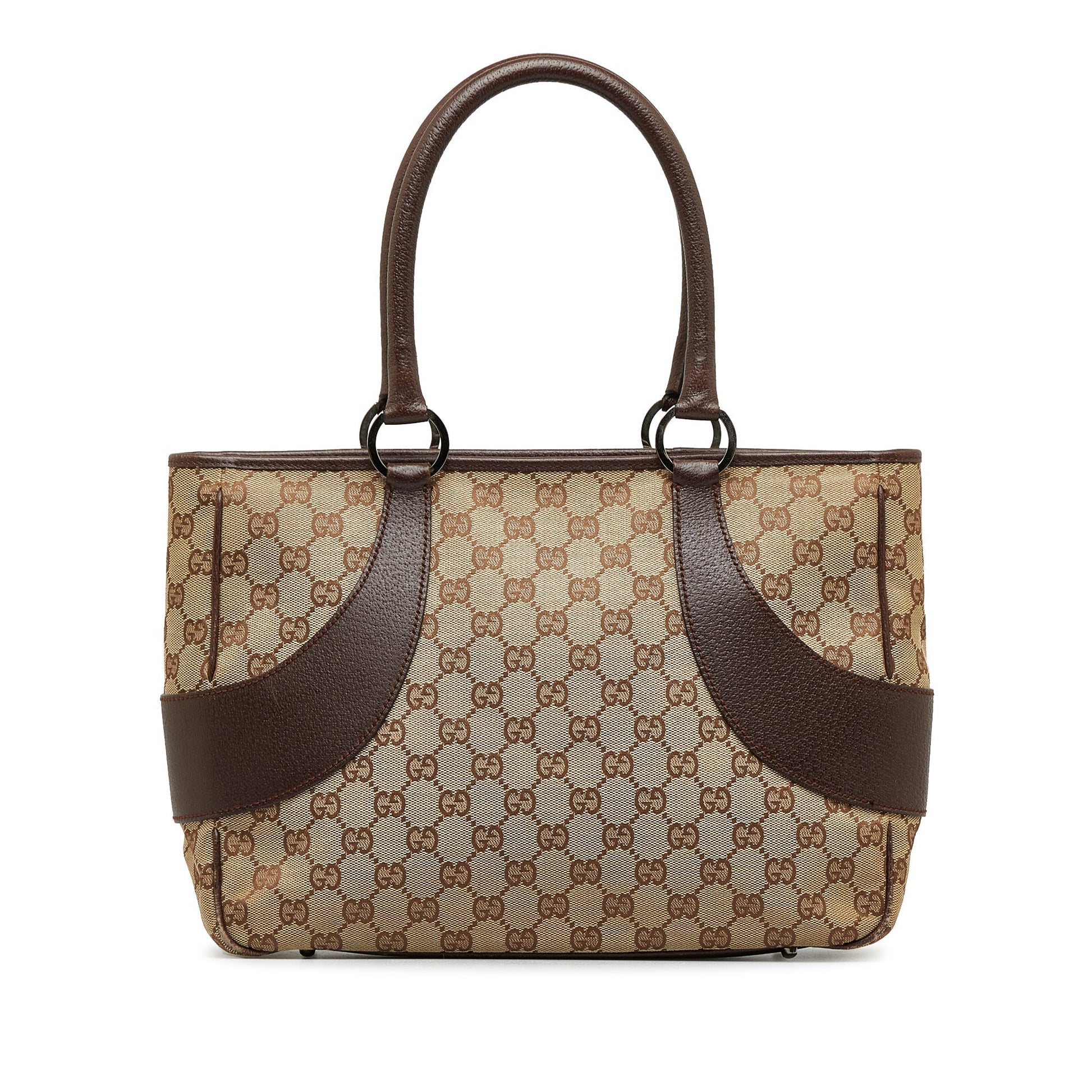 Gucci Brown Leather Canvas Tote Style 18