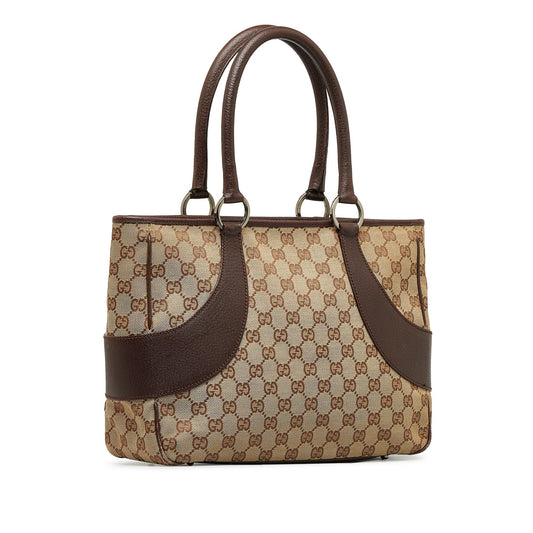 Gucci Brown Leather Canvas Tote Style 18