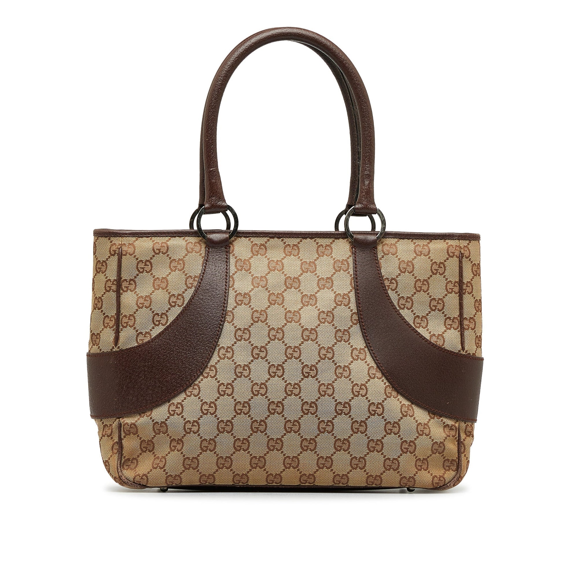 Gucci Brown Leather Canvas Tote Style 18