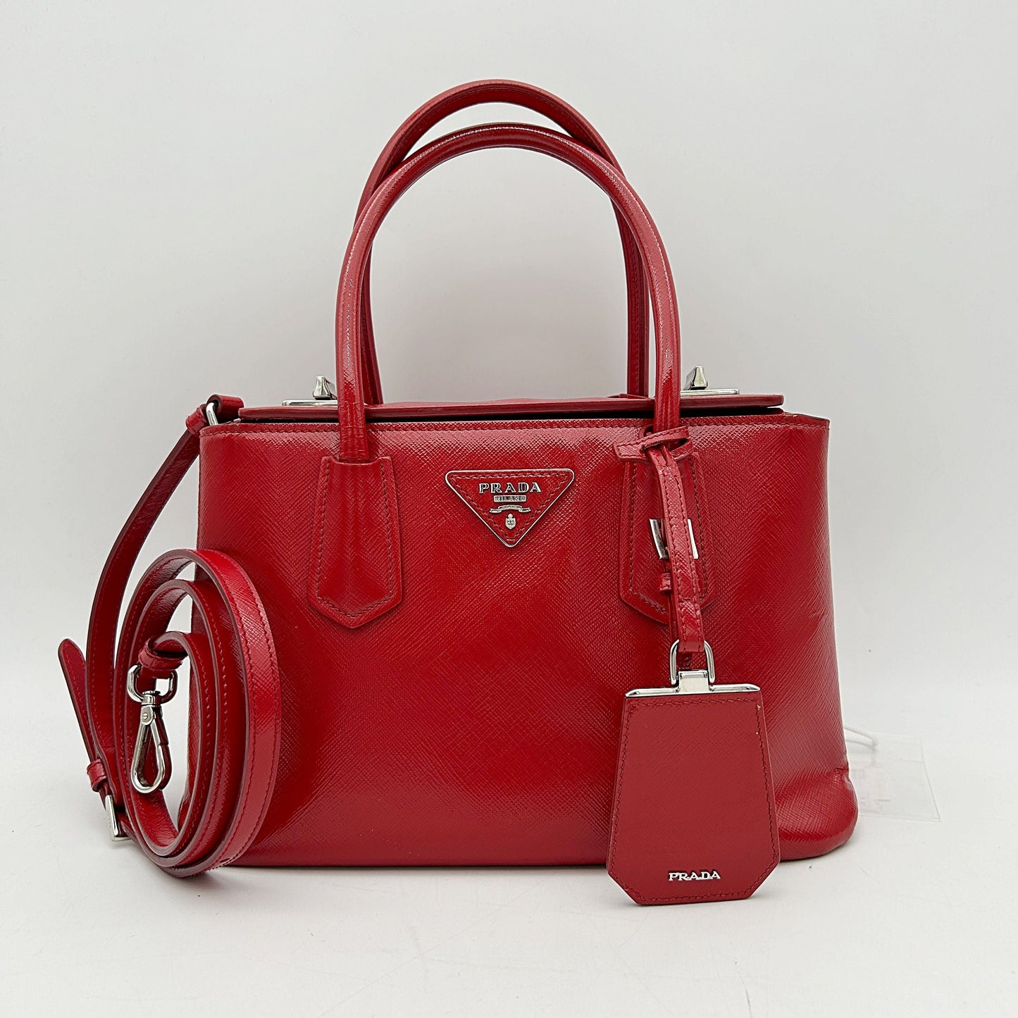 Prada Red Saffiano Vernice Satchel Leather Patent leather LA9717