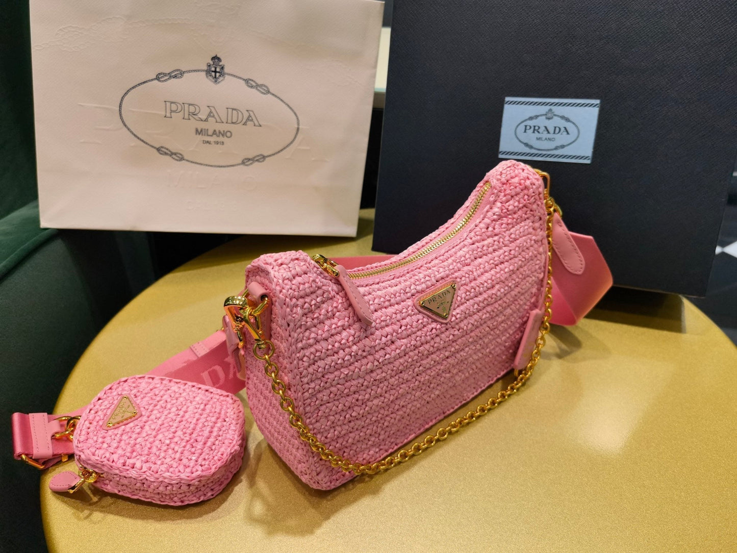 BOLSA Prada RE-EDITION RÁFIA Luxury Handbag