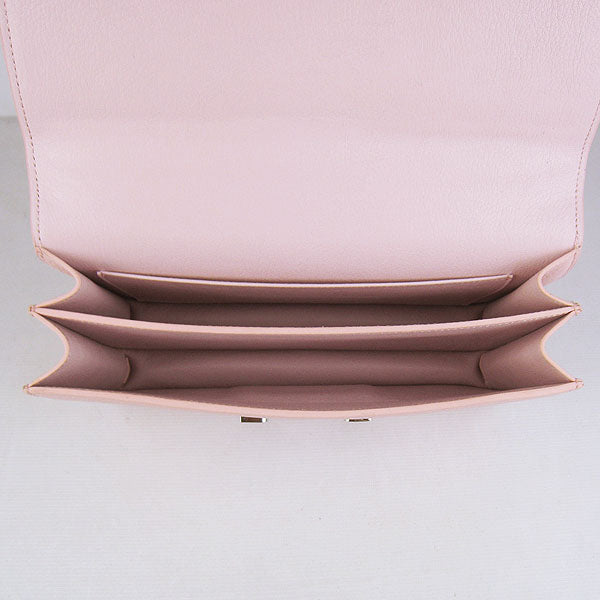 Luxury Hermes Calf Leather Message Bag Pink Silver