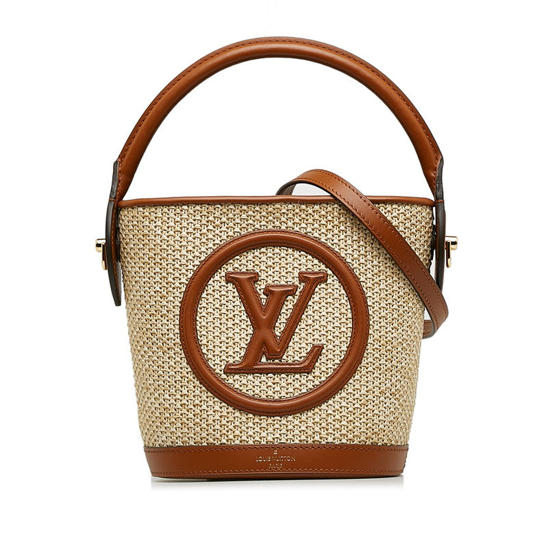 Louis Vuitton Bucket Handbag 2WAY M59962 Natural Brown Leather Raffia Louis Vuitton