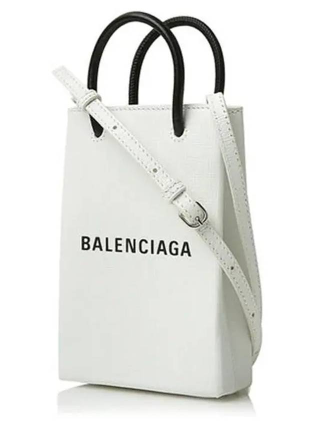 Luxury Balenciaga Trending 2026 Logo Leather Phone Holder Mini Bag White