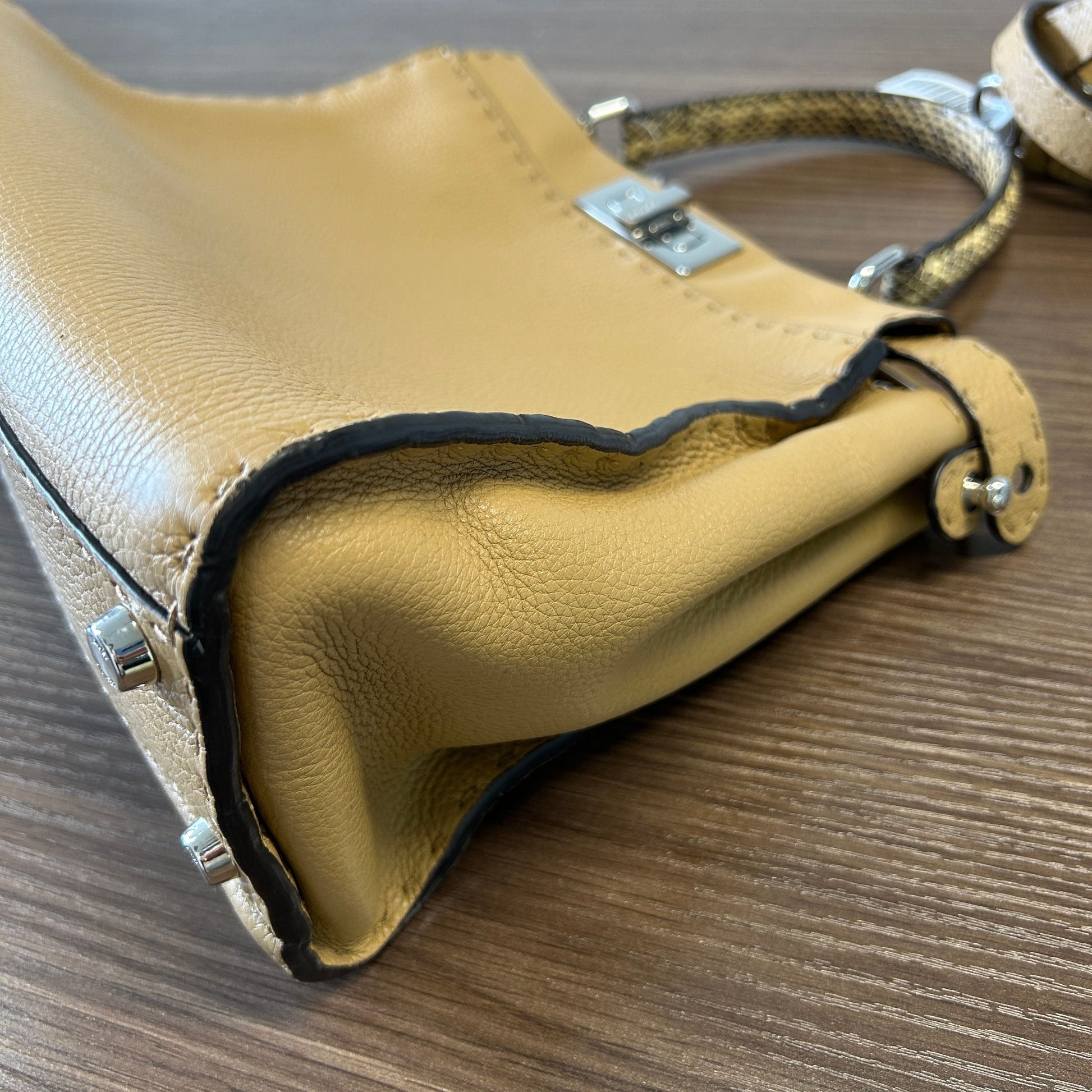 Fendi | Bags | Fendi Peekaboo Essential Selleria Handbag Leather Beige LB119680