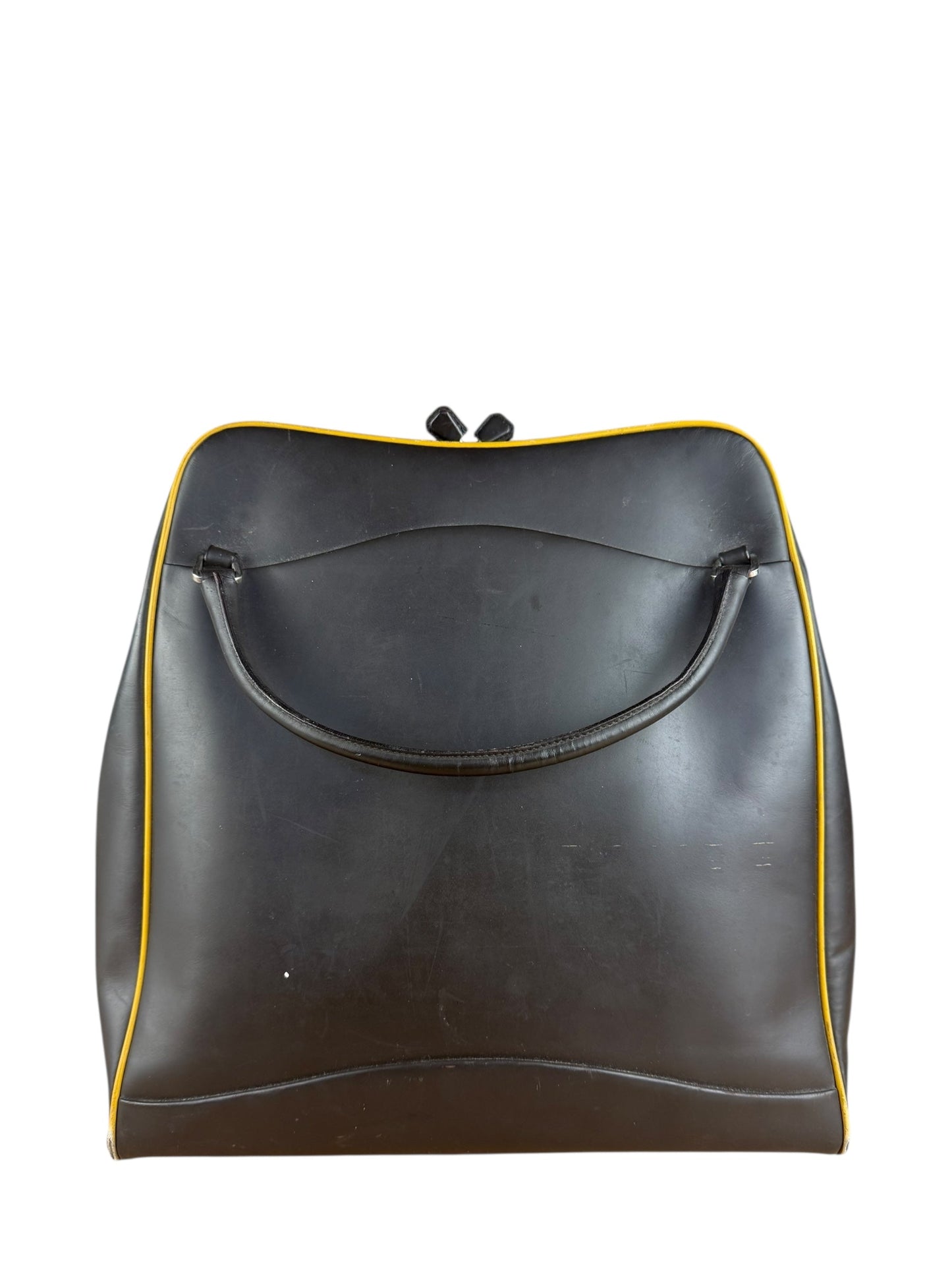 Prada Dark Brown Leather Top Handle Bag