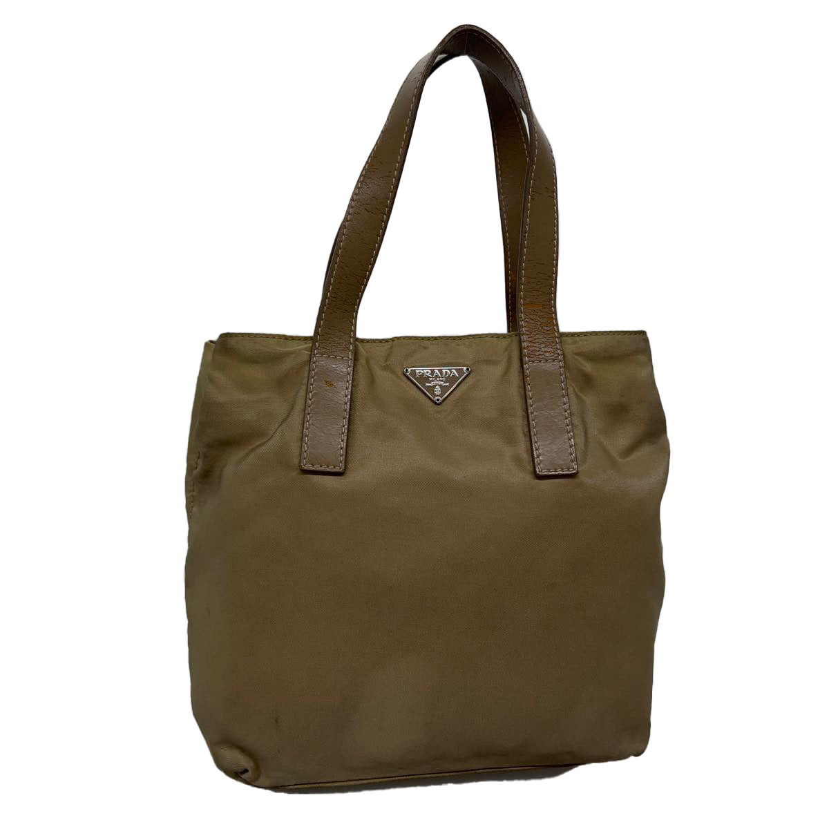Prada Hand Bag Nylon Beige