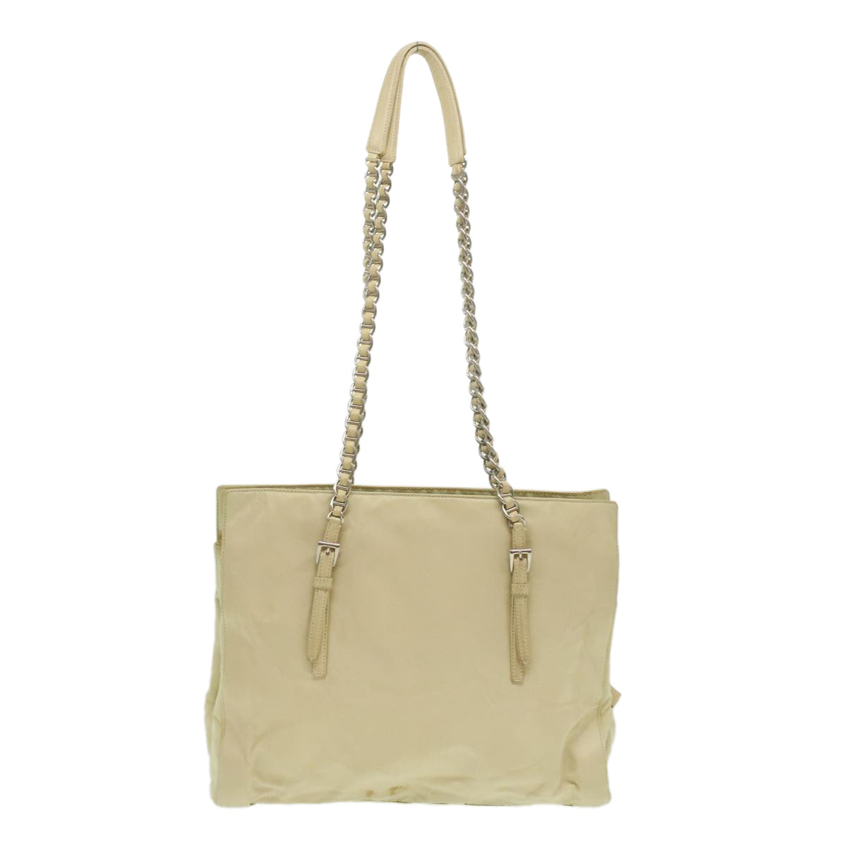 Prada Chain Shoulder Bag Nylon Beige