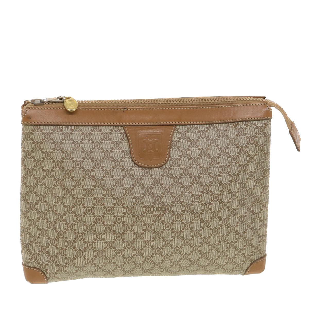 Luxury CELINE Macadam Canvas Clutch Bag Beige ac1845