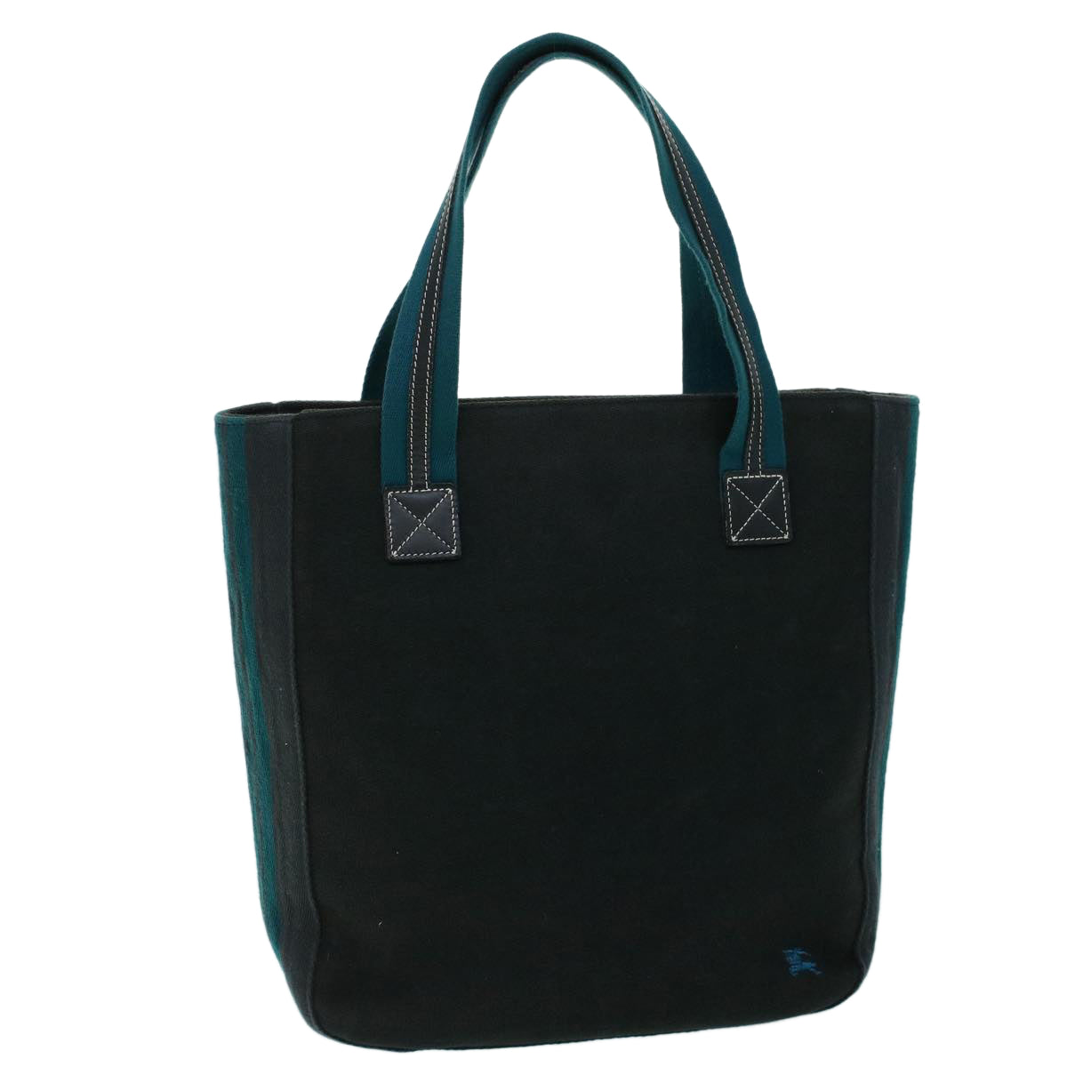 Burberry Blue Label Tote Bag Canvas Black Blue Auth ac2170