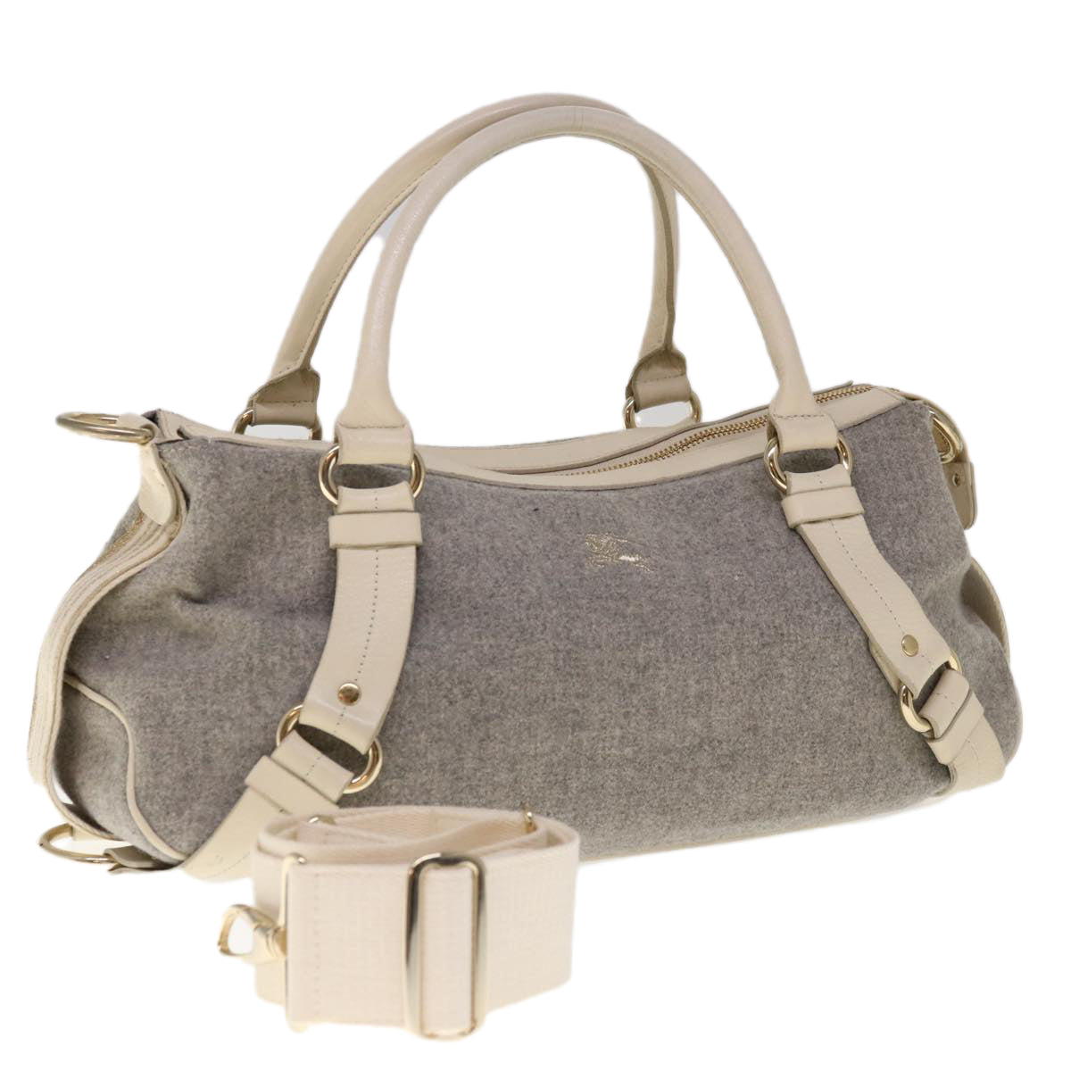 Burberry Blue Label Shoulder Bag Wool Gray Auth ac2666