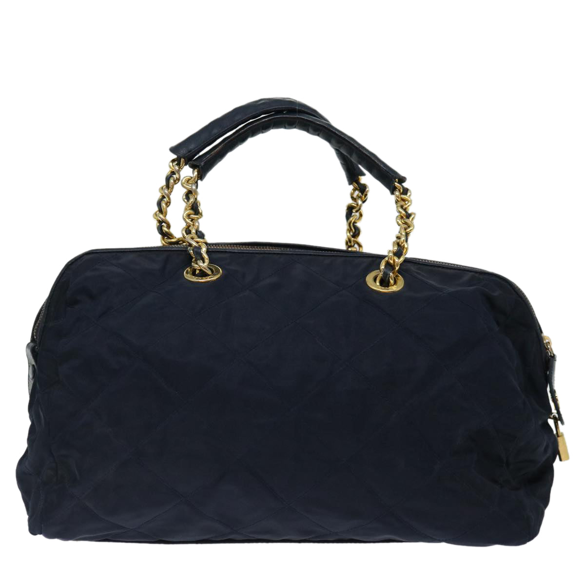 PRADA Quilted Hand Bag Nylon Navy Auth ac2871