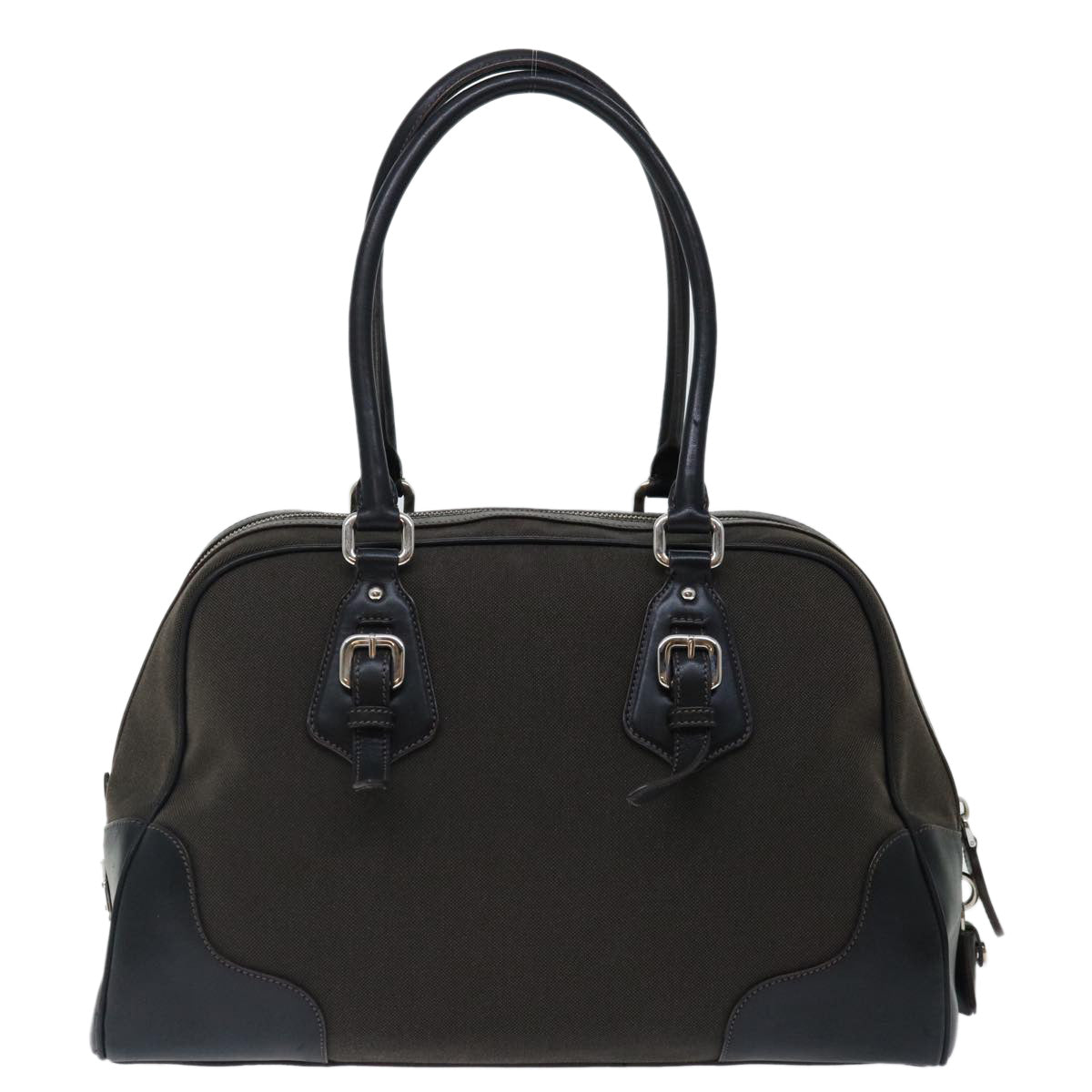 PRADA Hand Bag Canvas Brown Auth ac2884