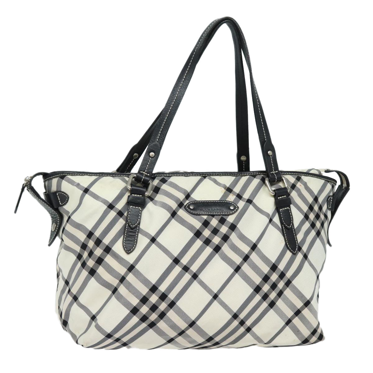 Burberry Nova Check Blue Label Tote Bag Canvas Beige Auth ac3068