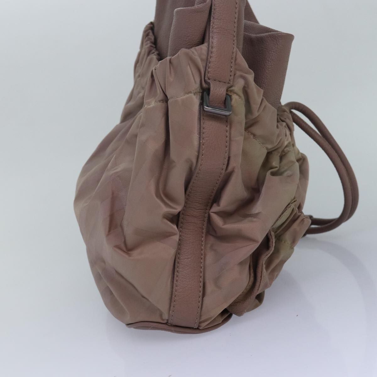 Burberry Nova Check Shoulder Bag Leather 2way Beige Auth ac3125