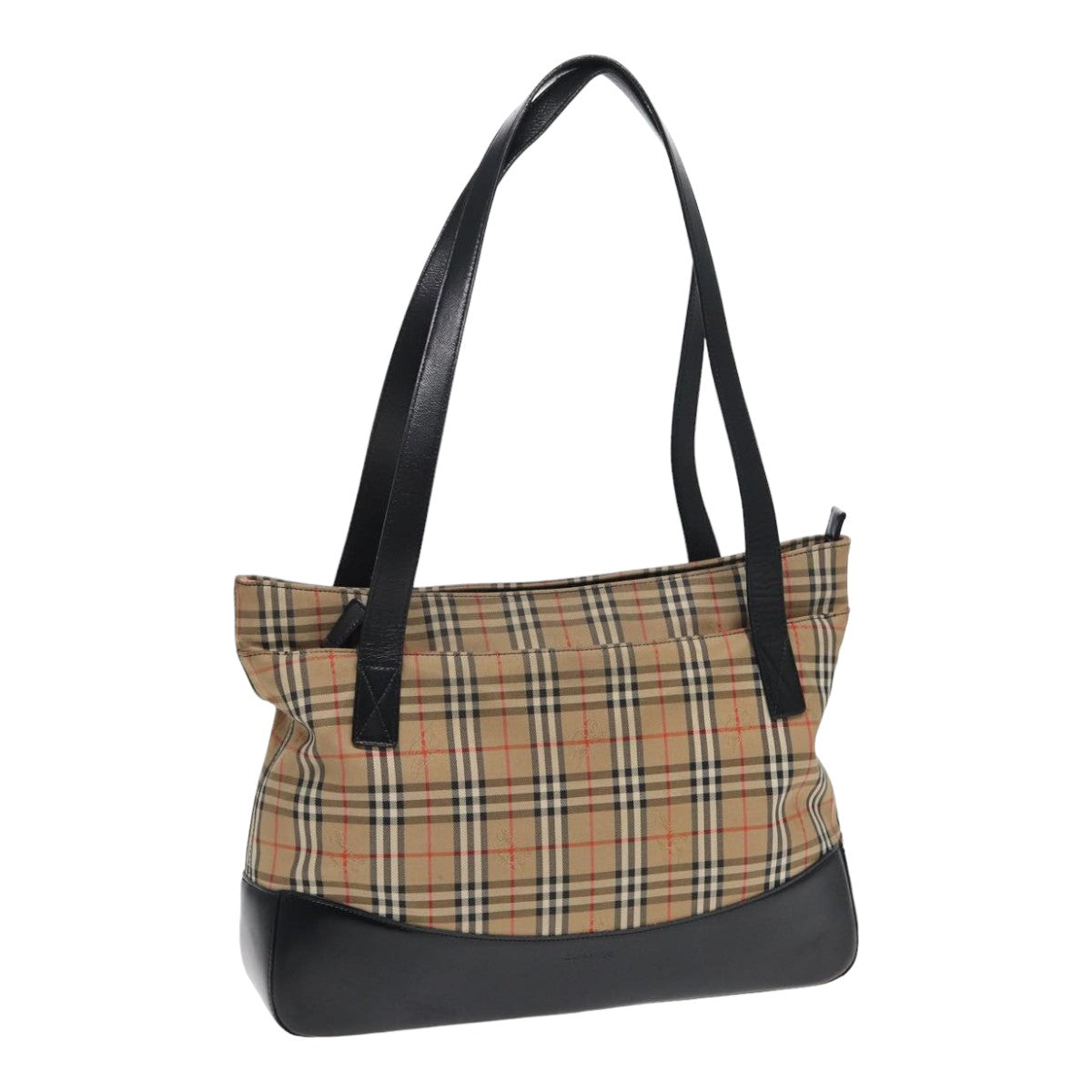 Burberry Nova Check Tote Bag Canvas Beige Black Auth ac3130