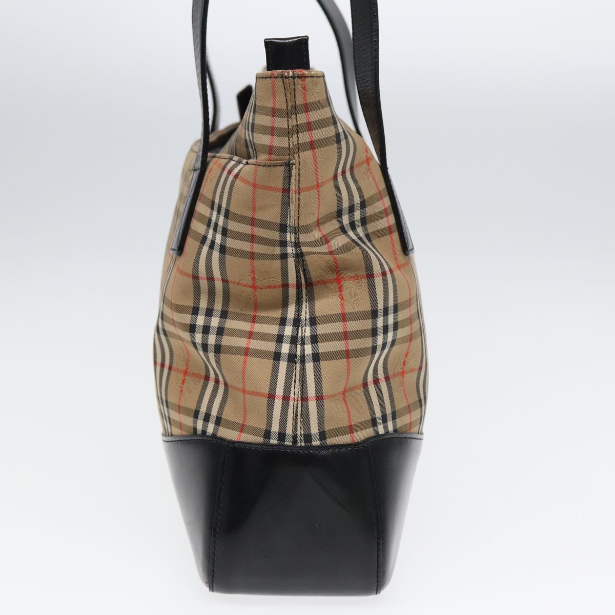 Burberry Nova Check Tote Bag Canvas Beige Black Auth ac3130
