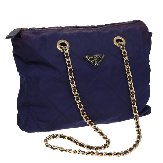 PRADA Chain Shoulder Bag Nylon Purple Auth