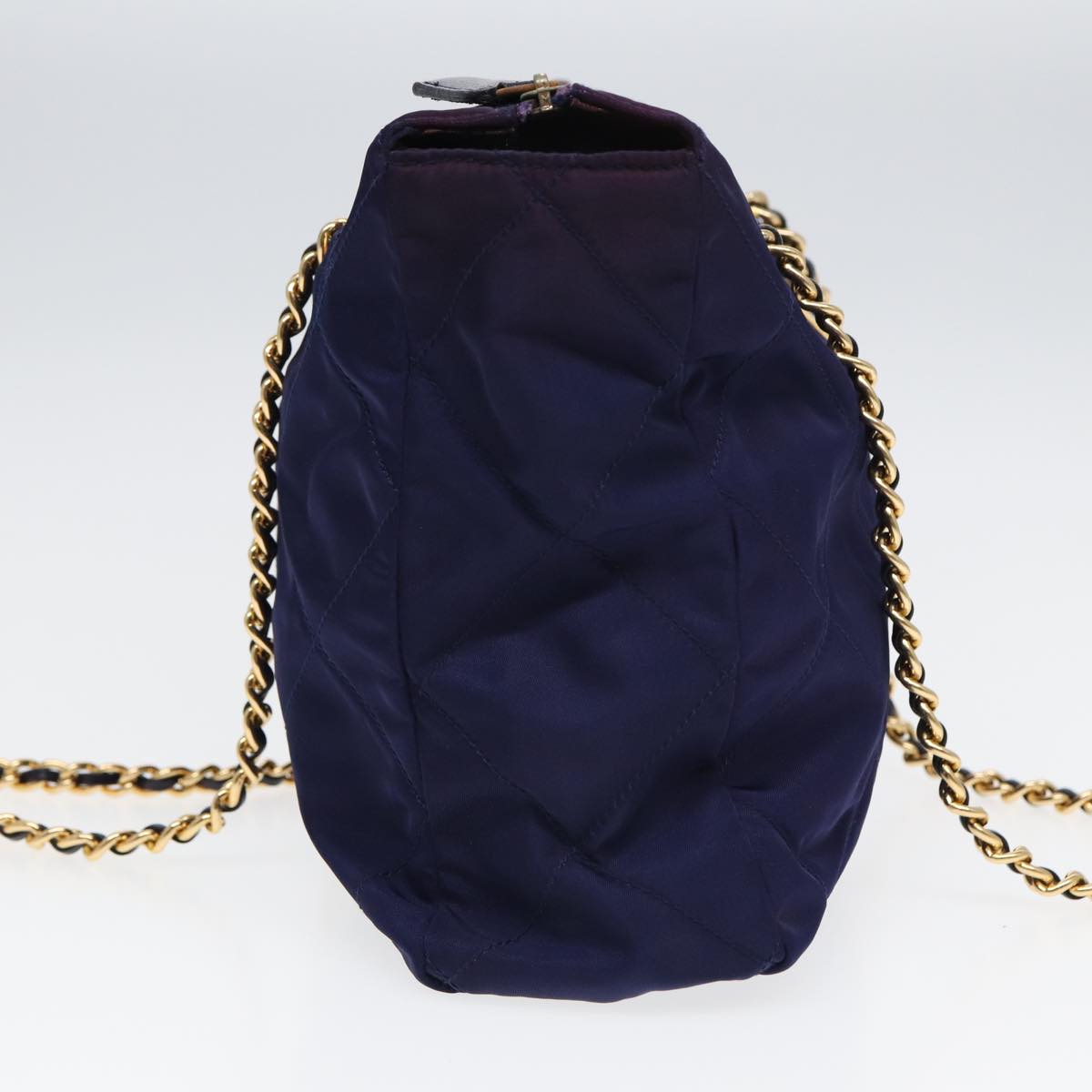 PRADA Chain Shoulder Bag Nylon Purple Auth