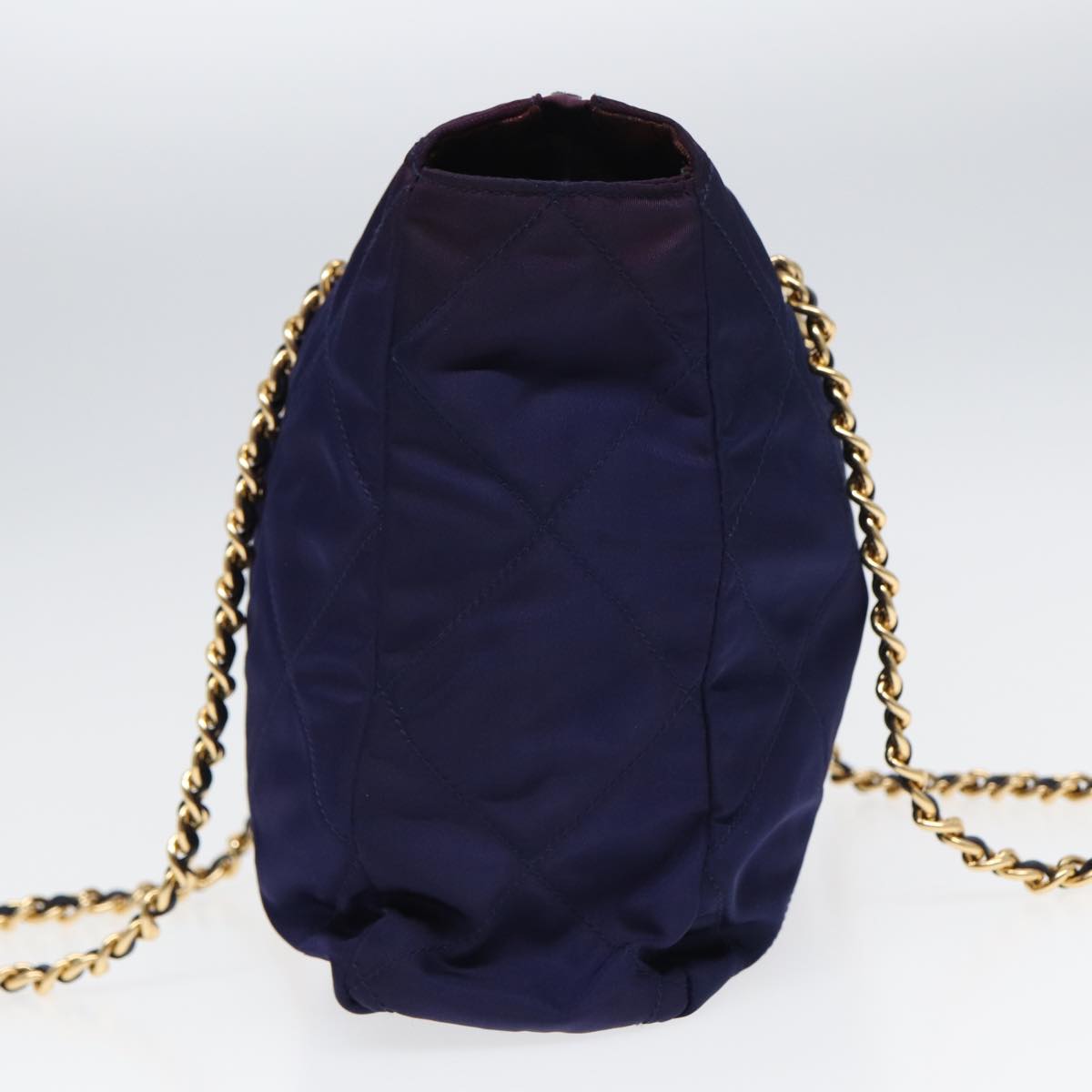 PRADA Chain Shoulder Bag Nylon Purple Auth