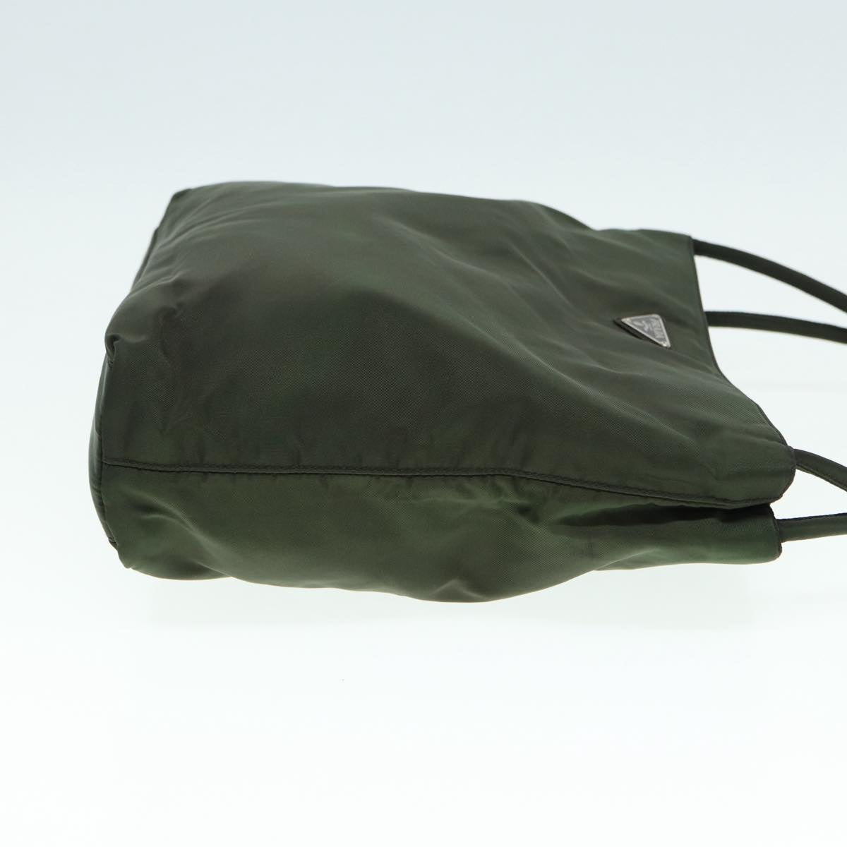 PRADA Tote Bag Nylon Khaki Silver Auth