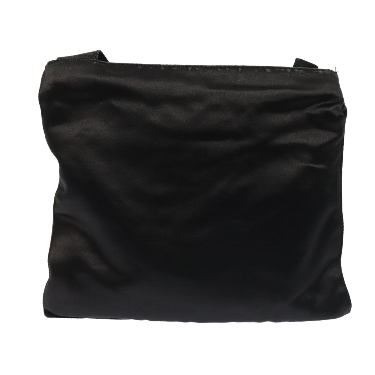 PRADA Shoulder Bag Satin Silver Black Auth