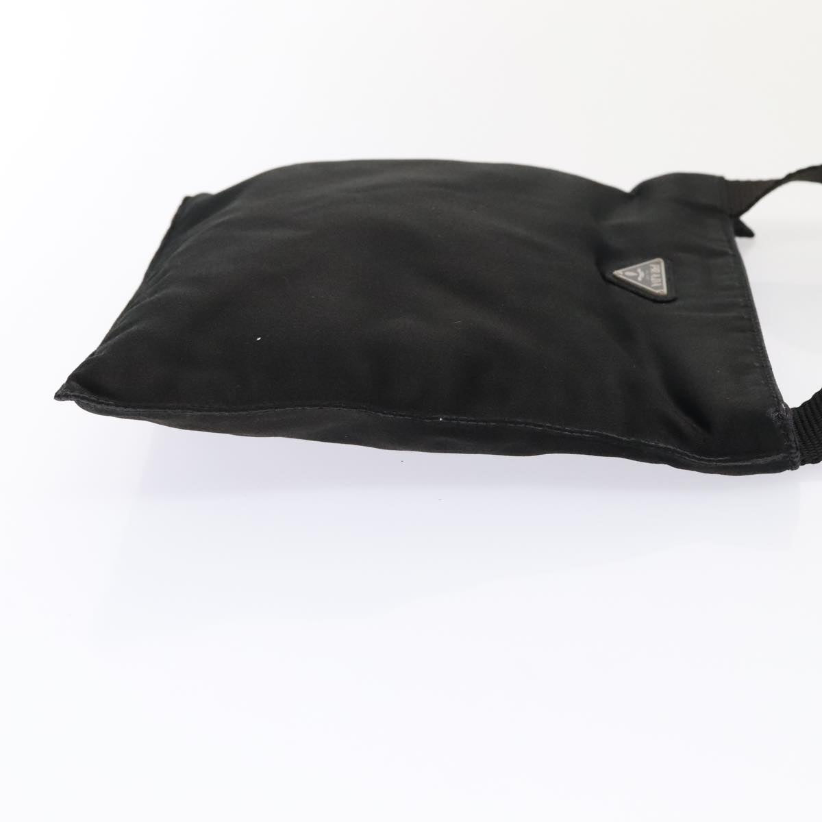 PRADA Shoulder Bag Satin Silver Black Auth
