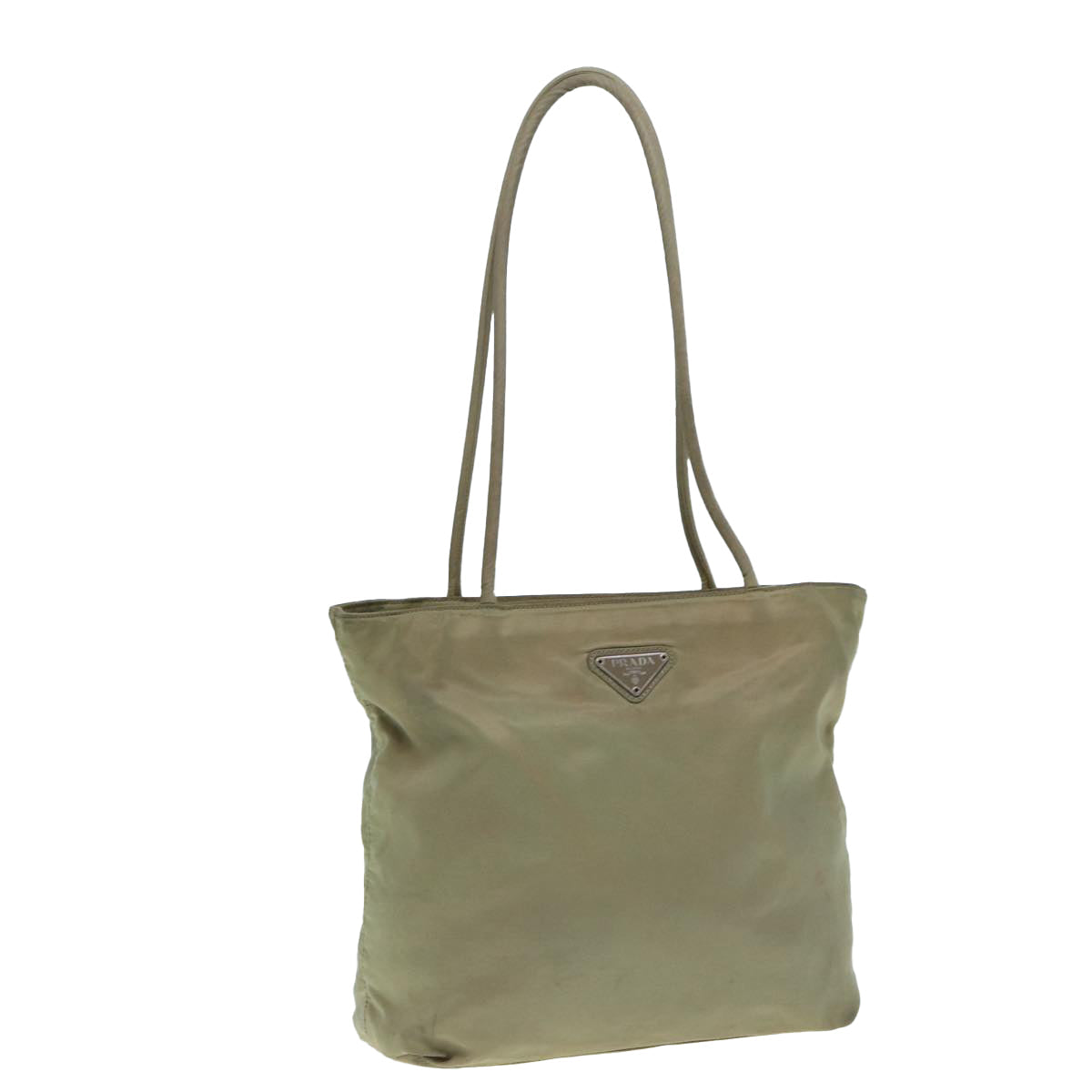 PRADA Tote Bag Nylon Beige Auth