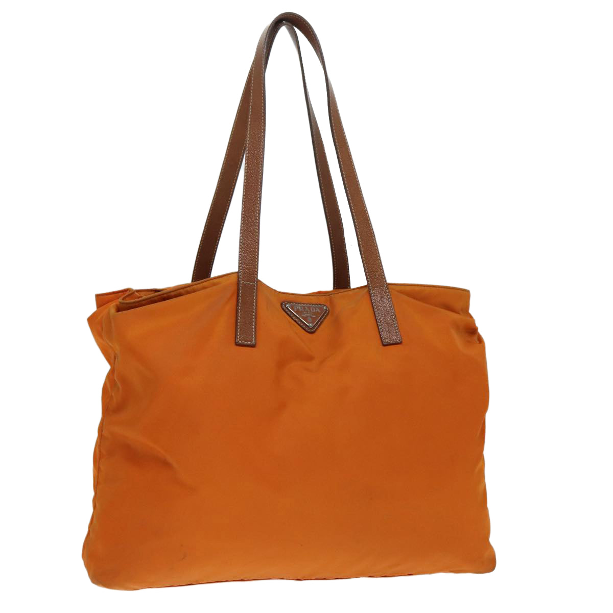 PRADA Tote Bag Nylon Orange Silver Auth