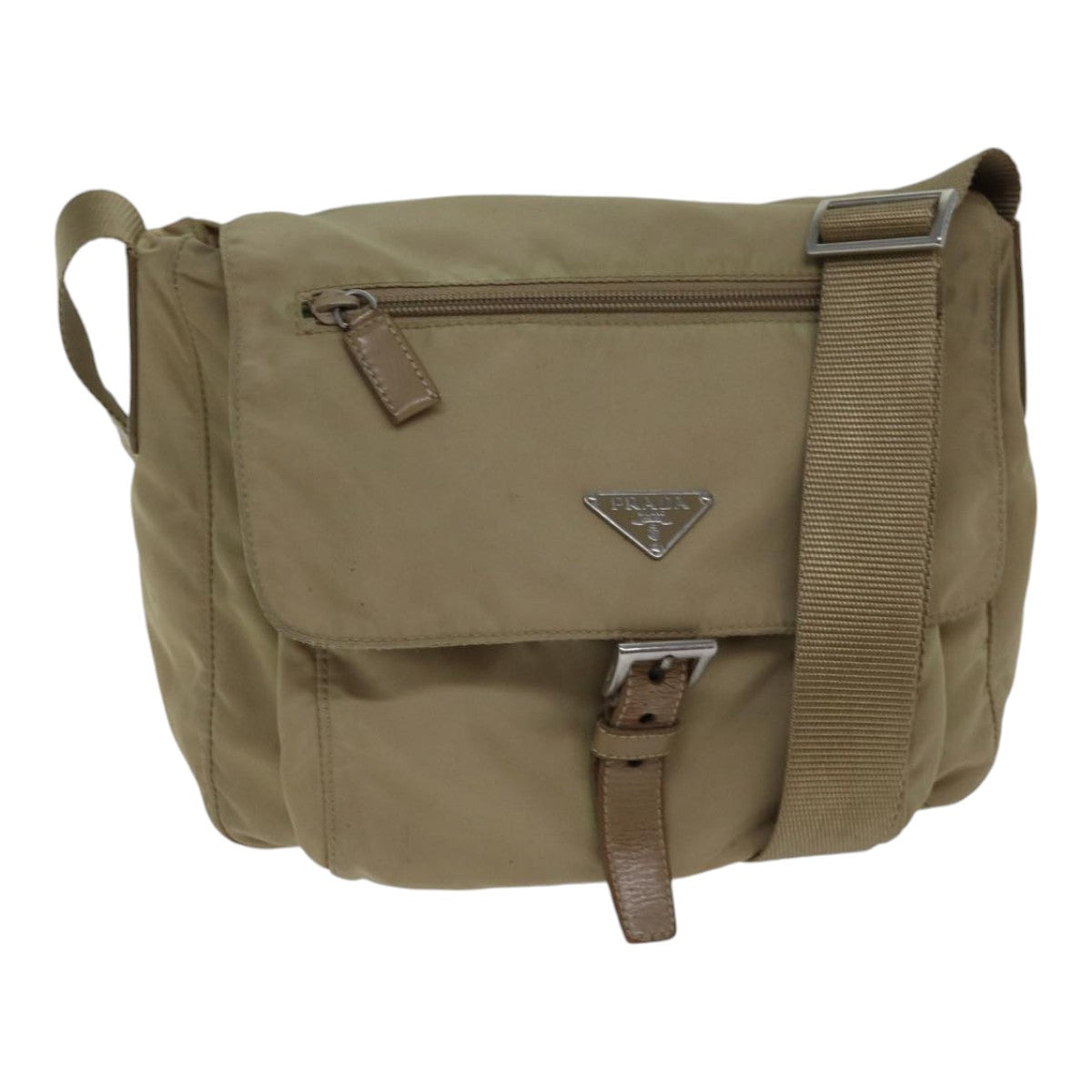 PRADA Shoulder Bag Nylon Beige Auth
