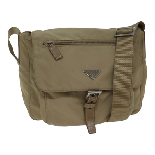 PRADA Shoulder Bag Nylon Beige Auth