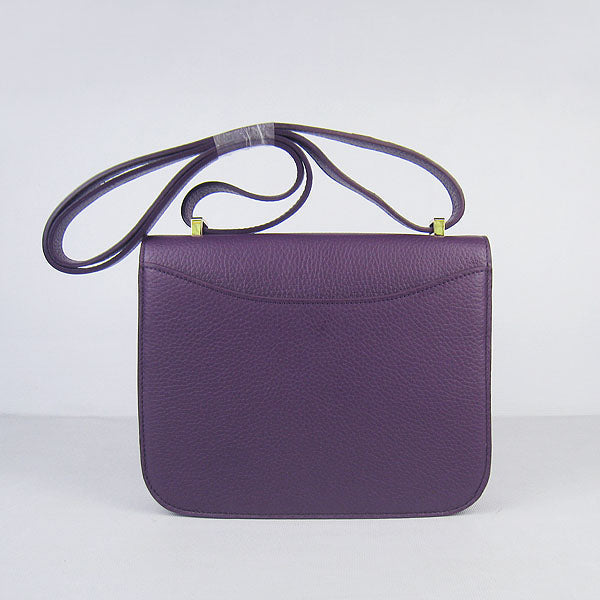 Luxury Hermes Constance Cowskin Leather Bag purple golden