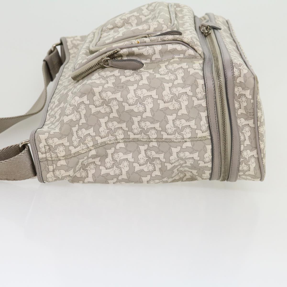 Luxury CELINE Salky Pattern Shoulder Bag Ai Tominaga PVC Leather Gray ac919
