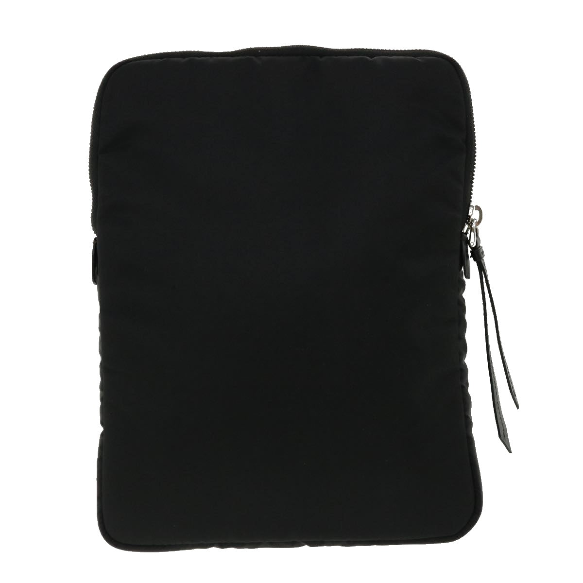 Prada Clutch Bag Nylon Leather Black Orange