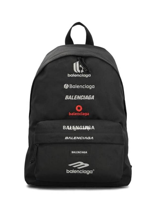 Luxury Balenciaga Trending 2026 Explorer Embroidered Logo Backpack Black